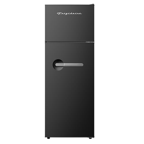 Frigidaire 7.5 Cu Ft Refrigerator with Top Freezer and chrome handles -22.4&quot;D x 21.5&quot;W x 55&quot;H (Black)