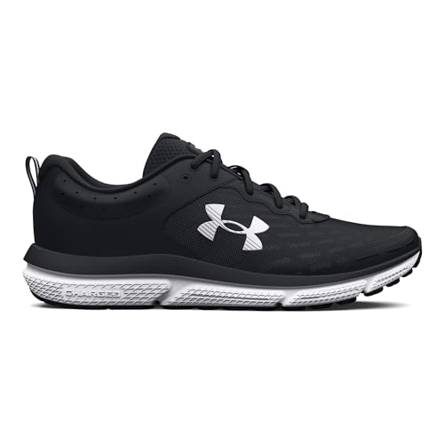 UNDER ARMOUR Women&#039;s Charged Assert 10 Running Shoe, (001) Black/Black/White, 10.5