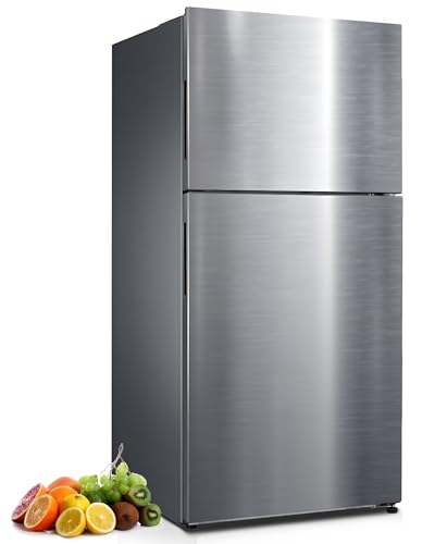 Techomey 30&quot; Top Freezer Refrigerator, 18.0 Cu. Ft. Frost Free Upright Freezers, Freestanding Full Size Fridge, Standing Apartment Size Fridge for Garage Ready, Kitchen, Stainless Steel