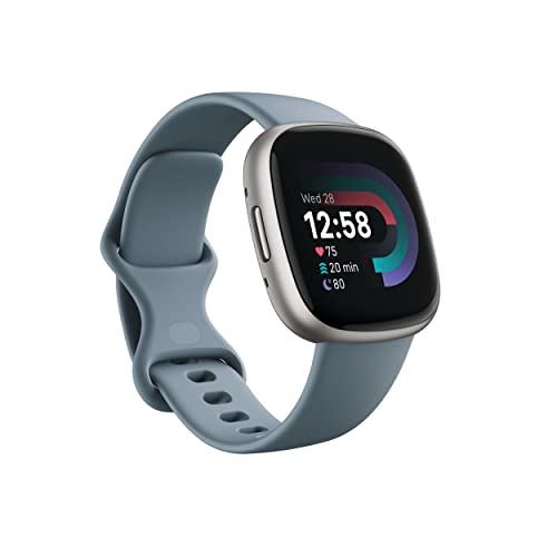 Google Fitbit Versa 4 Fitness Smartwatch with Daily Readiness, Gps, 24/7 Heart Rate, 40+ Exercise Modes, Sleep Tracking and More, Waterfall Blue/platinum, One Size (S and L Bands Included)