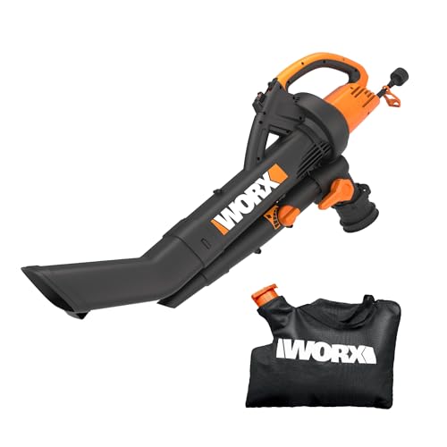 WORX WG505 TRIVAC 12 Amp Yard-in-One Blower/Mulcher/Vacuum, Includes 10 Gallon Bag Orange and Black 9&quot; x 15&quot; x 20&quot;