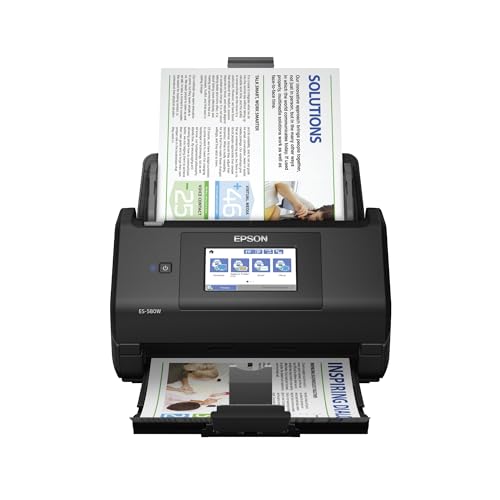 Epson Workforce ES-580W Wireless Color Duplex Desktop Document Scanner for PC and Mac with 100-sheet Auto Document Feeder (ADF) and Intuitive 4.3&quot; Touchscreen