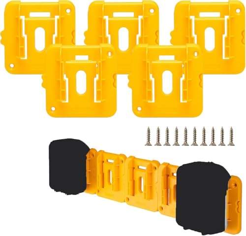 5 Pack Battery Holder Compatible for Dewalt 20V Battery Mounts Dock Holder Compatible for DCB200 DCB201 DCB202 DCB203 DCB204(w/10 Screws, No Battery)