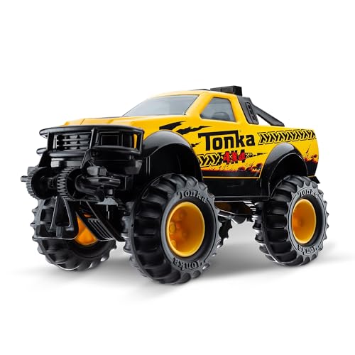 Tonka Steel Classics, Classic 4x4 Pickup Truck – Made with Steel and Sturdy Plastic, Yellow Friction Powered, Boys and Girls, Toddlers Ages 3+, Big Construction Vehicle, Birthday Gift, Holiday