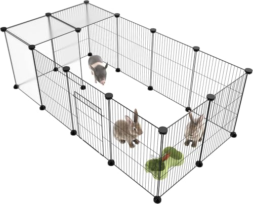 HOMIDEC Pet Playpen,Small Animal Cage DIY Wire Fence with Door for Indoor or Outdoor Use,Portable Yard Fence for Small Animal,Puppies,Kitties,Bunny,Guinea Pigs,Turtle,15 Panels, 48&quot; x 24&quot; x 16&quot;