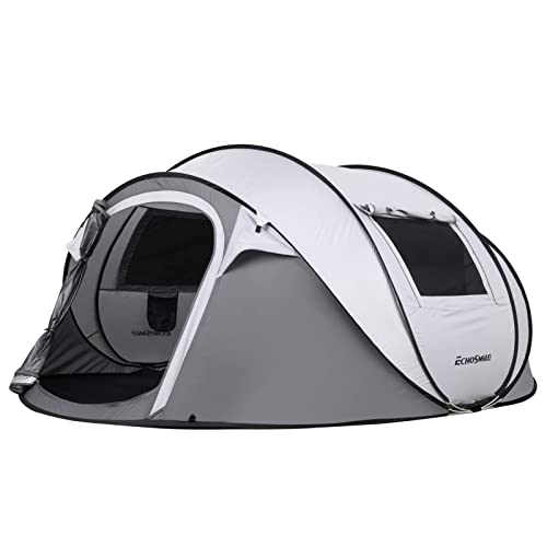 EchoSmile Instant Pop Up Camping Tent,4-6 Person Tent,Automatic Set Up Tent with 2 Ventilation Mesh Windows,Waterproof Sunshade Family Tent,Portable Lightweight Dome Tent for Outdoor Beach Camping