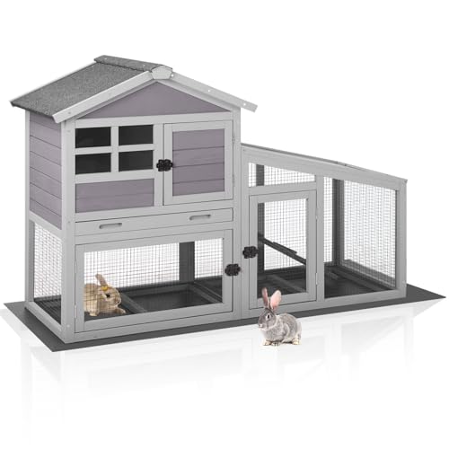 Aivituvin Chicken Coop Rabbit Hutch Outdoor Bunny Cage Indoor with Removable Bottom Wire Mesh Rabbit Cage with UV Panel