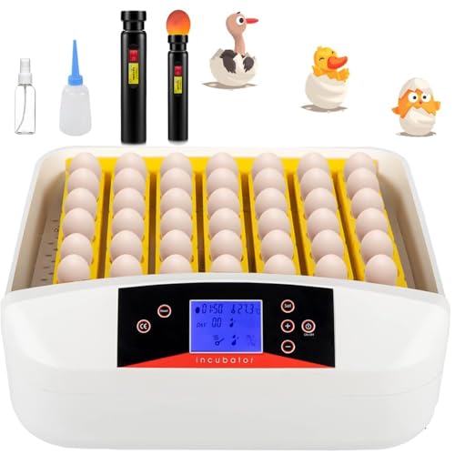 55 Egg Incubator with Humidity Display, Egg Candler, Automatic Egg Turner, for Hatching Chickens