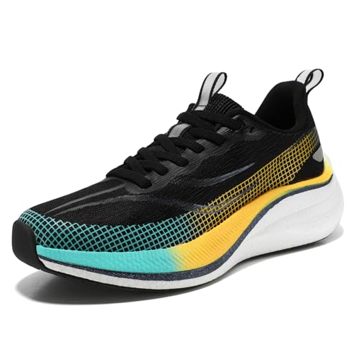STQ Running Shoes Women Road Tennis Sneakers Workout Walking Fitness Athletic Sport Arch Support Carbon Plate Non Slip Supportive Cushioned Ladies Cross Training Shoe Black White Size 9