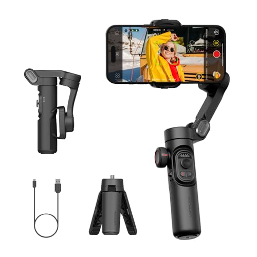 AOCHUAN Gimbal Stabilizer for Smartphone with Focus Wheel Face/Object Tracking Gimbal for iPhone 15 14 Pro Max/Android Foldable 3-Axis Handheld Phone Stabilizer for Video Recording -Smart XE
