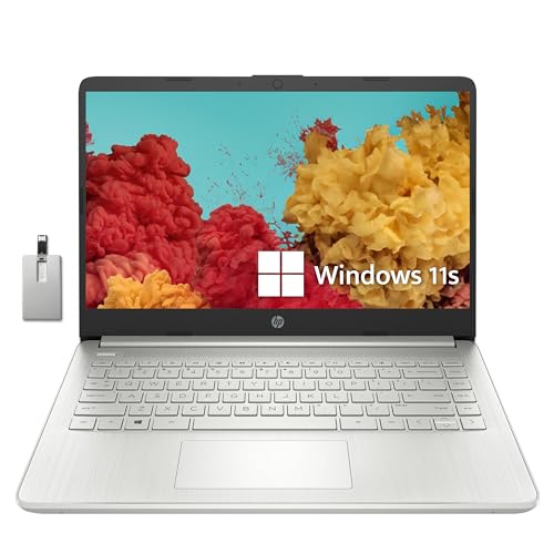 HP Premium 14&quot; Stream HD Laptop, Intel Celeron N4120, 8GB RAM, 64GB eMMC, Webcam, Intel UHD Graphics, Bluetooth, WiFi, HDMI, 1 Year Office 365, Win 11s, Silver, 32GB Hotface USB Card