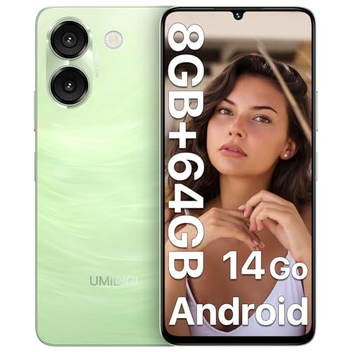 UMIDIGI G9A Cell Phone, Android 14 Go Unlocked Phone, 8GB+64GB/TF 1TB Expend Octa-Core, 4G Dual SIM Card, 3.5mm Headphone Jack Phones 6.75&quot;HD+Display AI Face Unlock Android Phone, 5000mAh, GPS(Green)