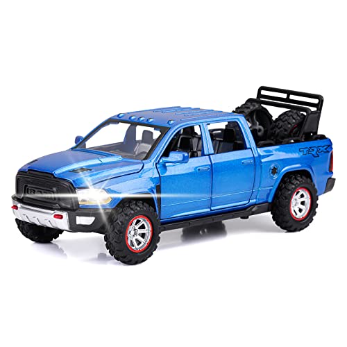 SASBSC Toy Trucks for Boys Age 3-8 Pickup Truck Toys for 3 4 5 6 7 8 Year Old Kids Diecast Trucks with Light and Sound Metal Toy Cars for Kids Birthday (Blue)