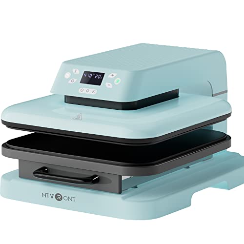 HTVRONT Auto Heat Press Machine - 15&#039;&#039;x15&#039;&#039; Smart for T-Shirts Up Fast &amp; Distribute Evenly, Intelligent Tshirt HTV, Sublimation, Transfer Projects, Light Blue