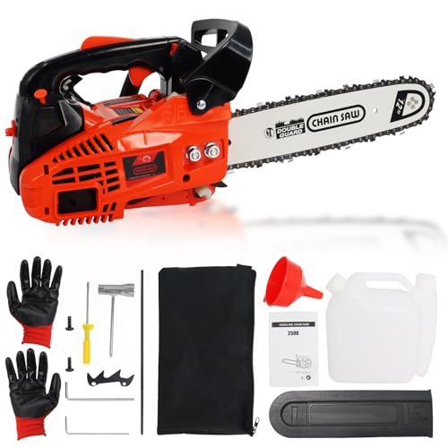 25cc 2-Stroke Gas Chainsaws Powered with Tool Kit 12 Inch Petrol Chain Saw for Cutting Wood Farm Garden