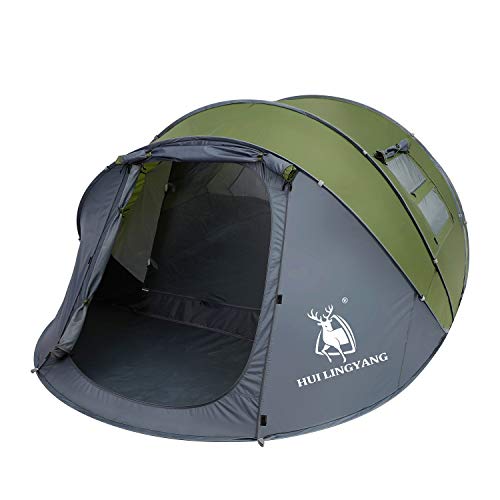 6 Person Easy Pop Up Tent,12.5’ x 8.5‘ x53.5,Automatic Setup,Waterproof, Double Layer,Instant Family Tents for Camping,Hiking &amp; Traveling,Green