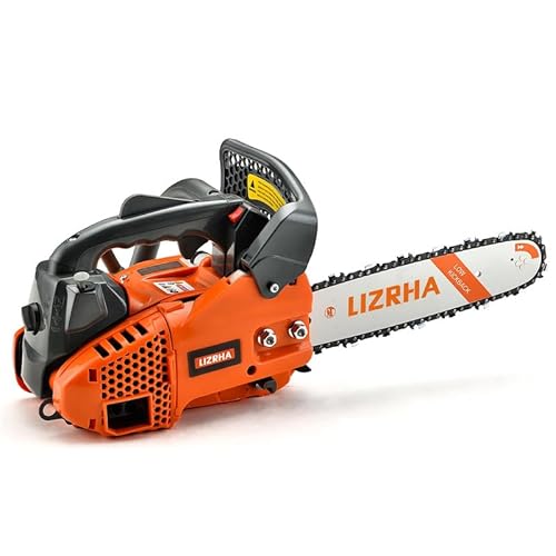 LIZRHA 25.4CC Gas Chainsaw 12 Inch Top Handle Chainsaw 1.2HP 2-Cycle Handheld Cordless Petrol Portable Gasoline Powered Chain Saw for Tree Wood Cutting Trimming Garden Tools