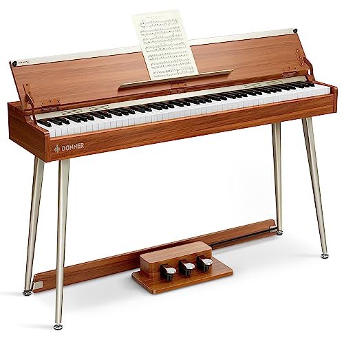 Donner DDP-80 PLUS Digital Piano 88 Key Weighted Keyboard, Home Electric Piano, Supports USB-MIDI &amp; Headphones Connection, Semi-open Cover Designed, with Metal Three Pedal, Power Adapter