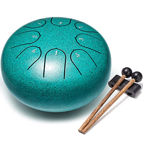 Lronbird Steel Tongue Drum Instruments: Musical Gifts 6 Inch 8 Notes for Family Friends (Malachite)
