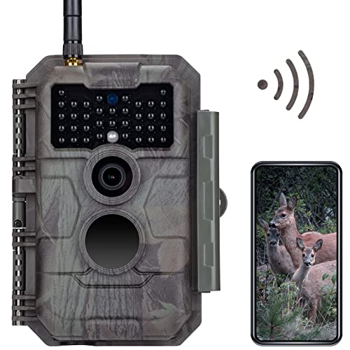 GardePro E6 Trail Camera, WiFi Blueooth, 48MP 1296p, Game Cameras with No Glow Night Vision, External Antenna, Motion Activated, Waterpoof