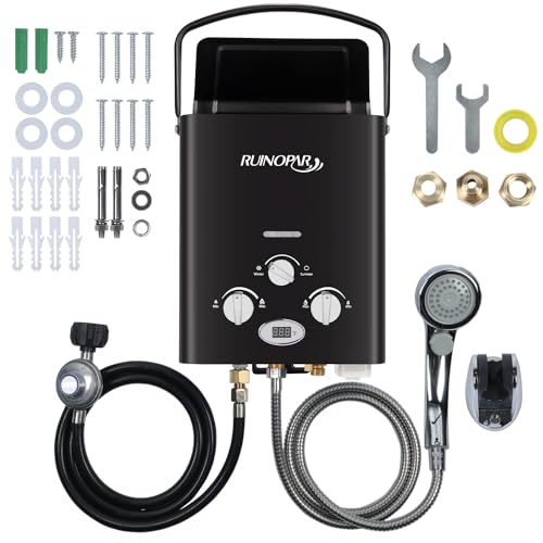 Portable Water Heater Propane Tankless - 6L 1.58GPM RV on Demand Hot Gas Outdoor Digital Display Water Heater for Camping,Boat,Cabins